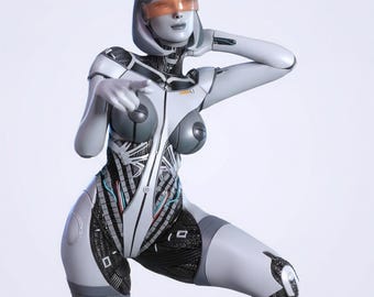 EDI Mass Effect 3D Printed Figure, Sci Fi Android Statue, Collector Display Model