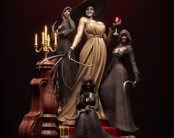 Gothic Vampire Lady Figurine, Dark Fantasy Statue, Horror Decor, Hand Painted Collectible