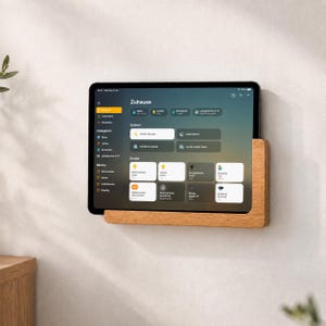 Tablet (z.B. iPad) Wandhalterung aus massiver Eiche | Tablet Halter z.B. für Smart Home | Unsichtbare Montage | Minimalistisches Design