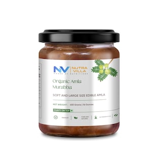 Mermelada tradicional india de grosella espinosa Amla Murabba orgánica, rica en vitamina C (450 g)