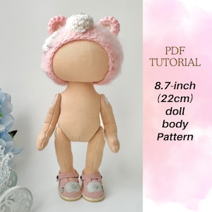 Cloth Doll Body Sewing Pattern PDF | Rag Doll Pattern+Step-by-Step Tutorial | 8.7-inch (22cm)