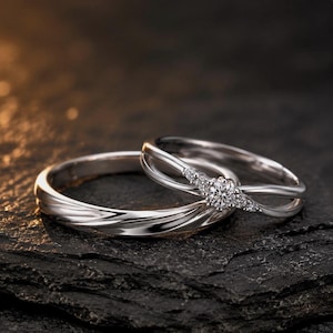 Verstrengelde paarringen, bijpassende beloftesringen voor hem en haar, minimalistische liefdesringenset, romantische jubileumcadeausieraden voor stellen.