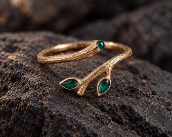 Anello a forma di ramo d'ulivo, anello avvolgente a foglia botanica in argento sterling, gioiello regolabile ispirato alla natura, regalo significativo per lei, regalo per gli amanti del giardinaggio.