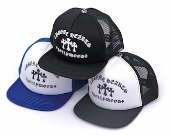 Streetwear Trucker Cap | Cross Logo Snapback Hat | Chrome Inspired Fashion | Unisex trendy cap