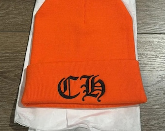 Chrome Hearts Orange CH Logo Beanie Hat Gothic Letter Embroidery Streetwear Knit Winter Cap Unisex