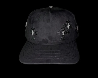 Gorra Snapback estilo Chrome con Cruz | Gorra gris estilo streetwear gótico | Gorra de béisbol bordada | Unisex