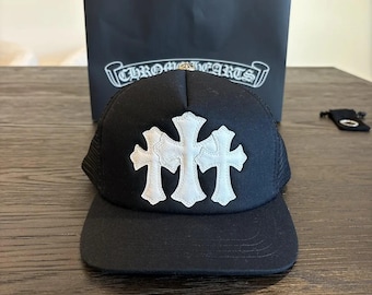 Chrome Hearts Gothic Cross Patch Hat Black Mesh Trucker Snapback Streetwear Cap