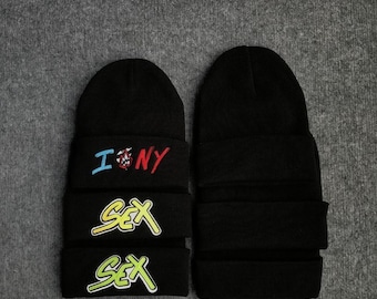 Black Streetwear Beanie | Graphic Logo Knit Cap | Casual Winter Hat | Unisex fashion beanie