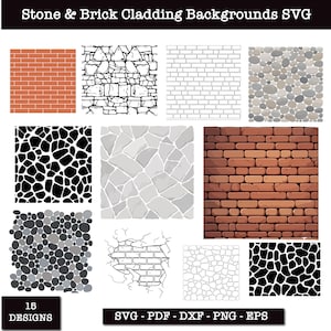 Stone & Brick Cladding Background SVG, Stone Pattern Svg, Brick Wall Png, Brick Wall Svg, Seamless Stone Wall texture Designs, Wall vector