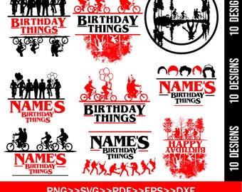 Bundel verjaardag dingen Svg Png, verjaardag Tee Design, bundel dingen verjaardag, Instant Download PNG SVG-bestanden, vreemdeling verjaardag