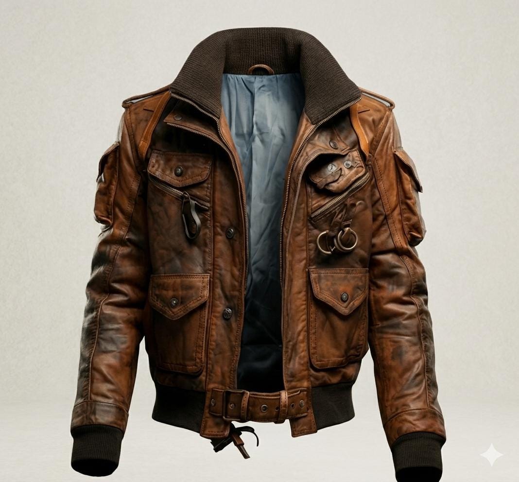 Leather Jacket Men Multi Pocket - Etsy