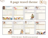 Travel Scrapbooking Tracker Set | 8 page- Souvenir, Coffee, Photo Trackers (Digital Download) US8.5x11inch and A4 size | download/home print