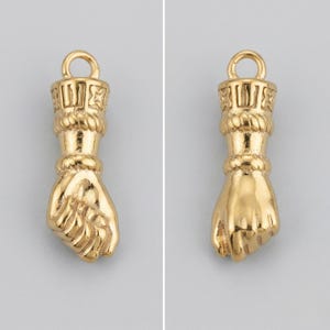 Gold Fist Charms, Jewellery Making Supplies (2 Pieces)