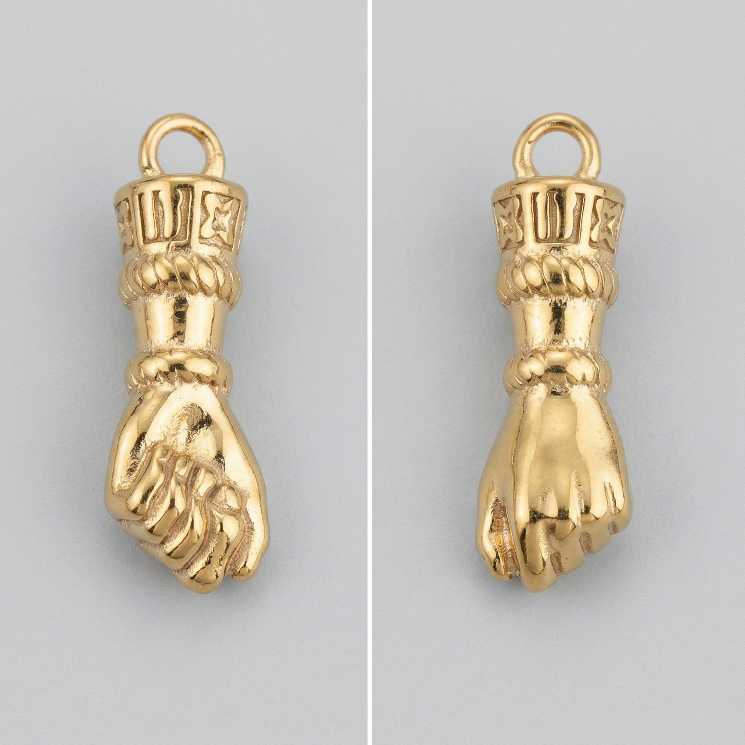 Gold Fist Charms, Jewellery Making Supplies (2 Pieces)