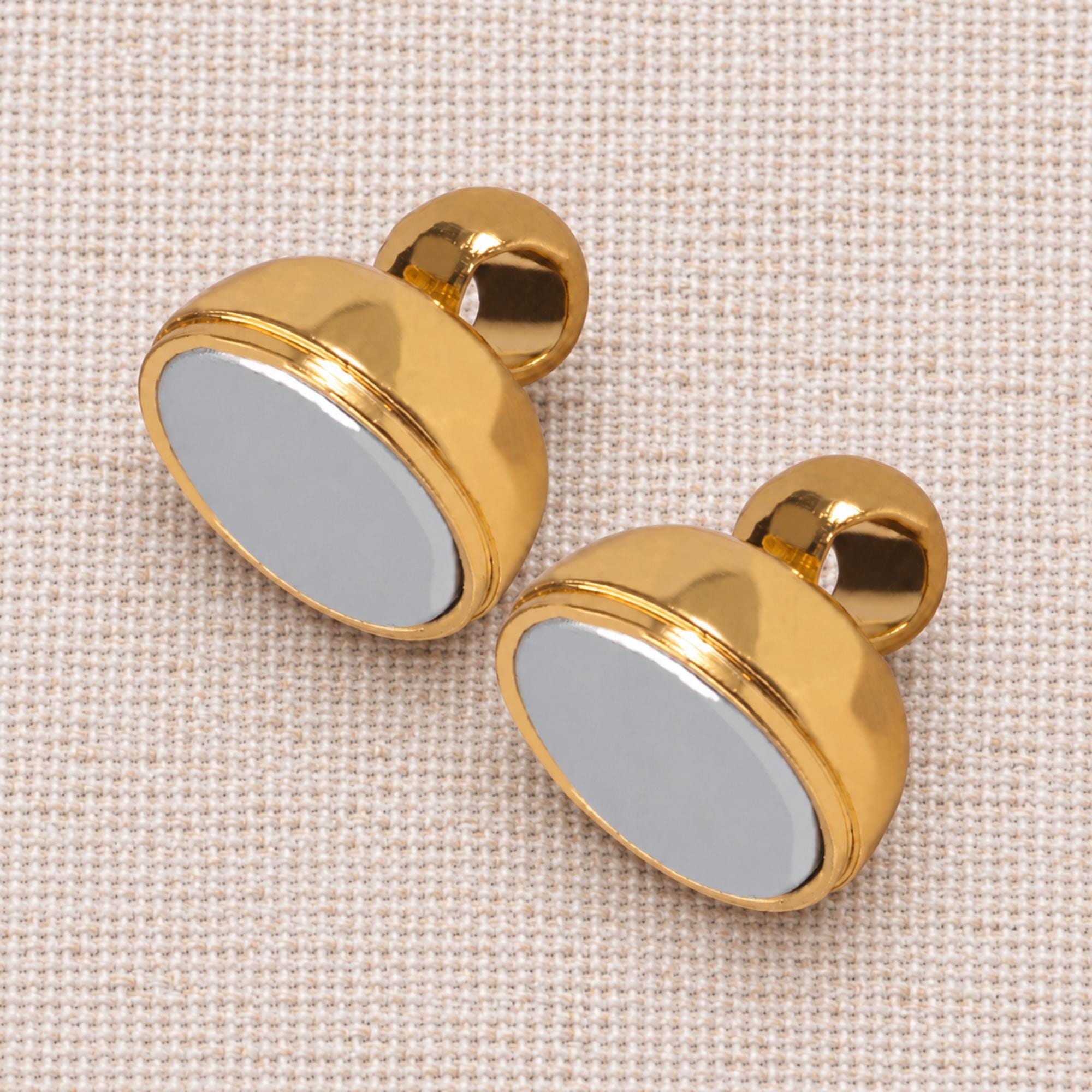 Stainless steel magnetic clasp, gold-tone 7mm body, 12mm overall, 5 sets for necklace making