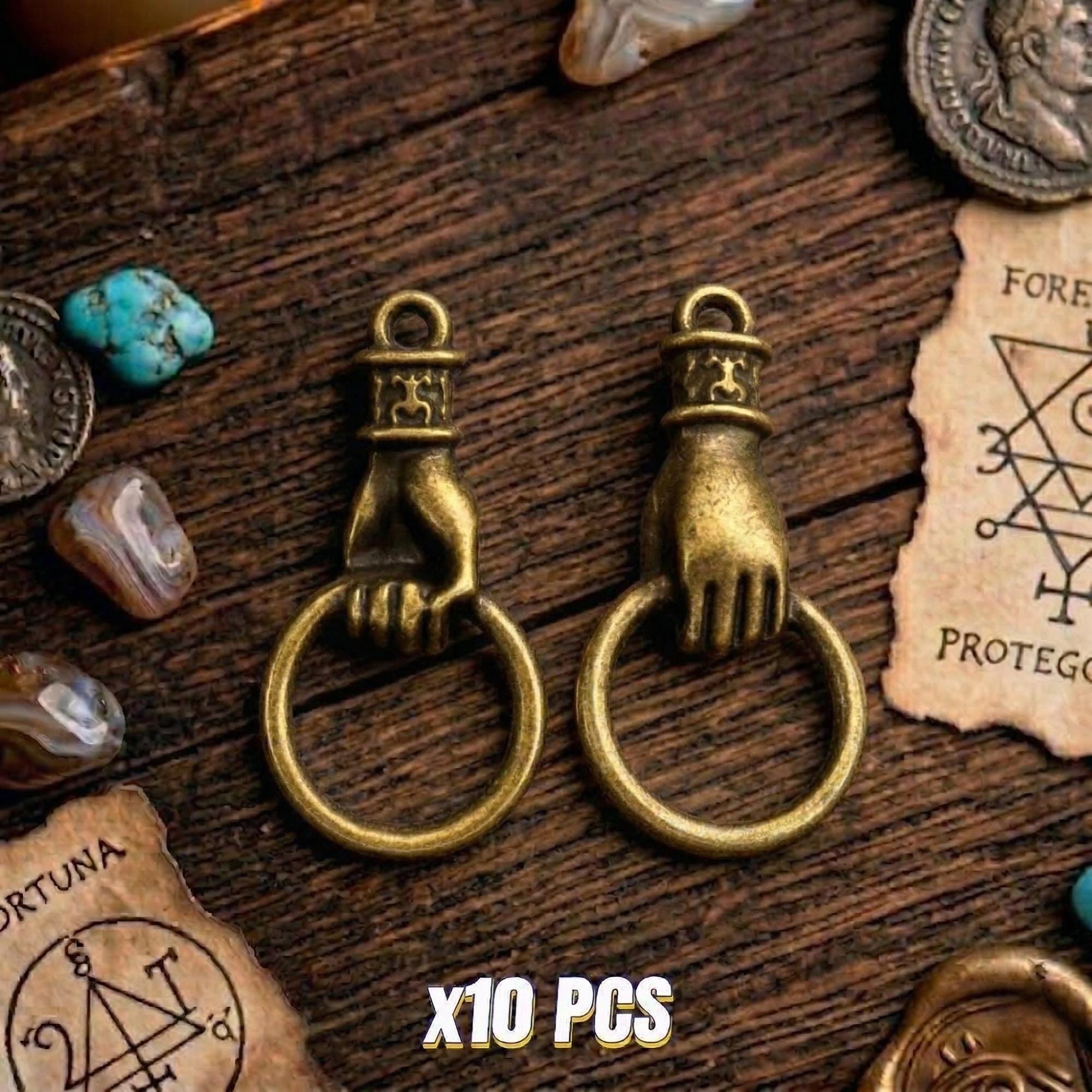 Bronze Plated Hand Charm Connectors, DIY Jewelry Findings (10 Pieces)