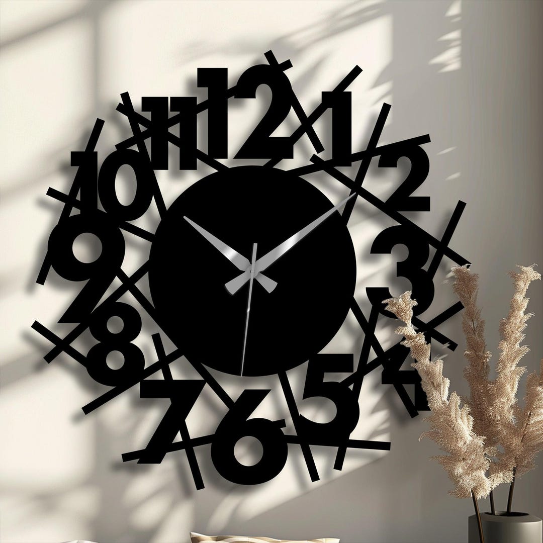 Modern Silent Metal Wall Clocks Large Minimalist Clock Industrial Wall ...