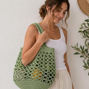 Willow Mesh Markttasche Häkelanleitung PDF | Einkaufstasche Muster | Wiederverwendbare Einkaufstasche Häkelanleitung | Baumwollmarkt Tote