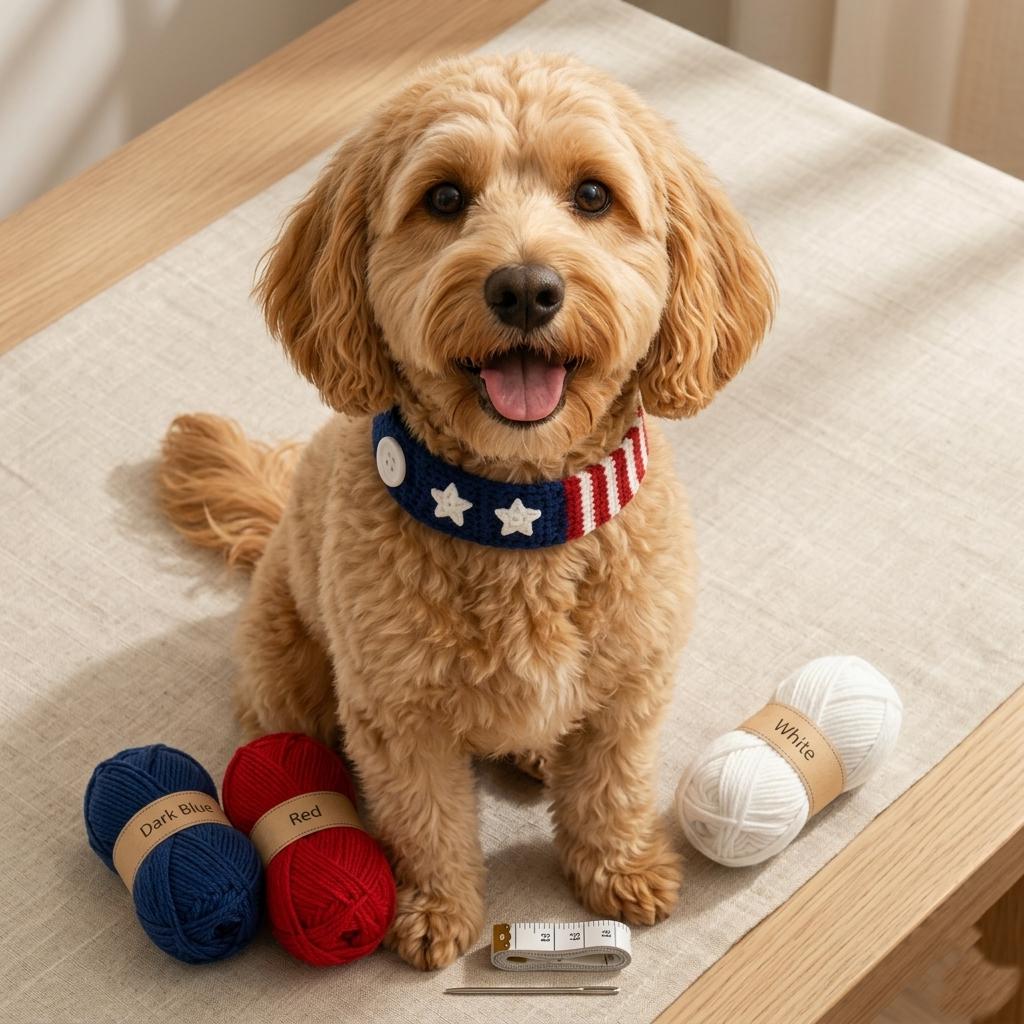 31 Crochet Collar Patterns with Spider Web, Lace, and Strawberry Styles 3 Easy Crochet Patriotic Pet Collar