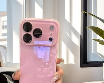 強化ガラス製スマホケース カメラ保護 光沢ハードバック 17 Pro Max用