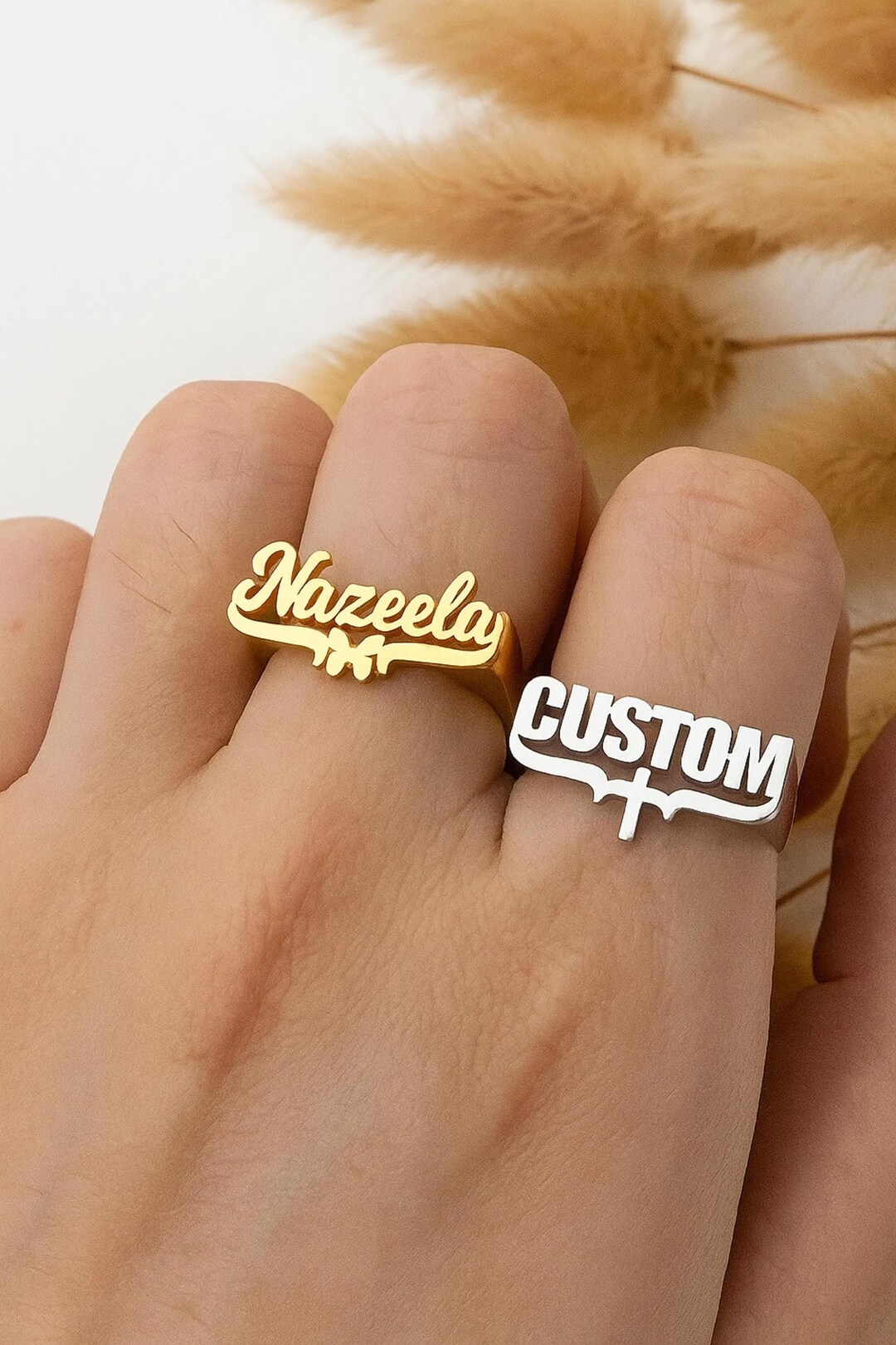 Custom Name Ring: Personalized Stainless Steel Band, Gold, Silver, Rose ...