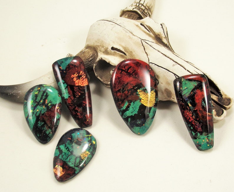 StudioStJames Handcrafted Clay Sonora Sunrise Cabochon-Blue Green Red Southwestern Cab-Bead Embroidery Supplies-PA 104710-104713