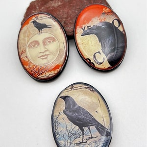 StudioStJames 30x40mm Clay Resin Cabochon-Raven Gothic -Jewelry Components-Bead Embroidery Supplies PA 105763 1-3