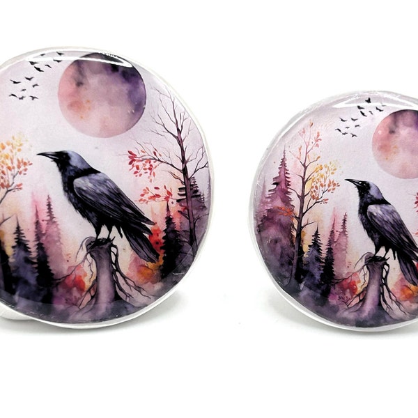 StudioStJames 3 Piece Clay Resin Cabochon Set-38 /30mm-Autumn Raven-Macabre Raven-Jewelry Components-Bead Embroidery Supplies PA 106082