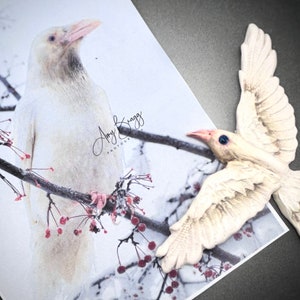 StudioStJames Made to Order Clay White Raven Cabochon-White Peach Beige-Bead Embroidery Supplies PA 106127