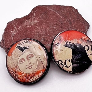 StudioStJames 30mm Clay Resin Cabochon-Gothic Macabre Ravens -Jewelry Components-Bead Embroidery Supplies PA 105761 1-2