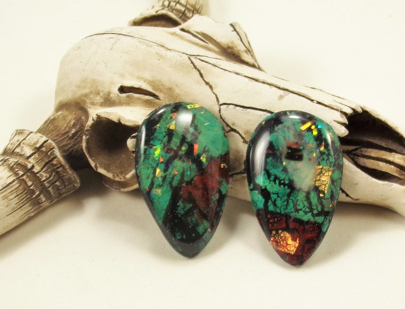 StudioStJames Handcrafted Clay Sonora Sunrise Cabochon-Blue Green Red Southwestern Cab-Bead Embroidery Supplies-PA 104710-104713