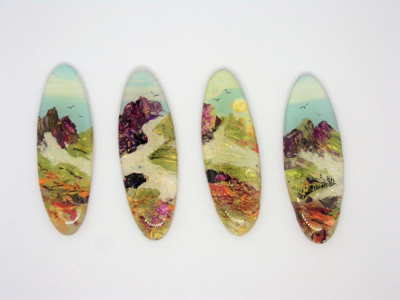 StudioStJames Handcrafted Polymer Clay Cabochon-Rocky Mountains-Montana-Waterfall-Bead Embroidery Supplies-PA 103812-103815