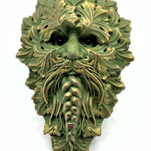 StudioStJames Handcrafted Polymer Clay 60x40mm Rustic Green Gold Woodland Man-Bead Embroidery Supplies-PA 106105