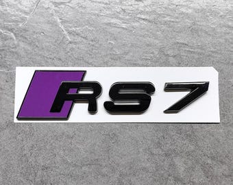 Audi Purple Black 3D Rear Trunk Emblem RS7 Badge – Premium Glossy Replacement Logo for Car Boot Lid, Durable ABS, Easy Installation Upgrade