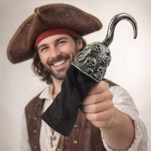 Plastic Pirate Hook With Skull Sleeve Costume Accessory