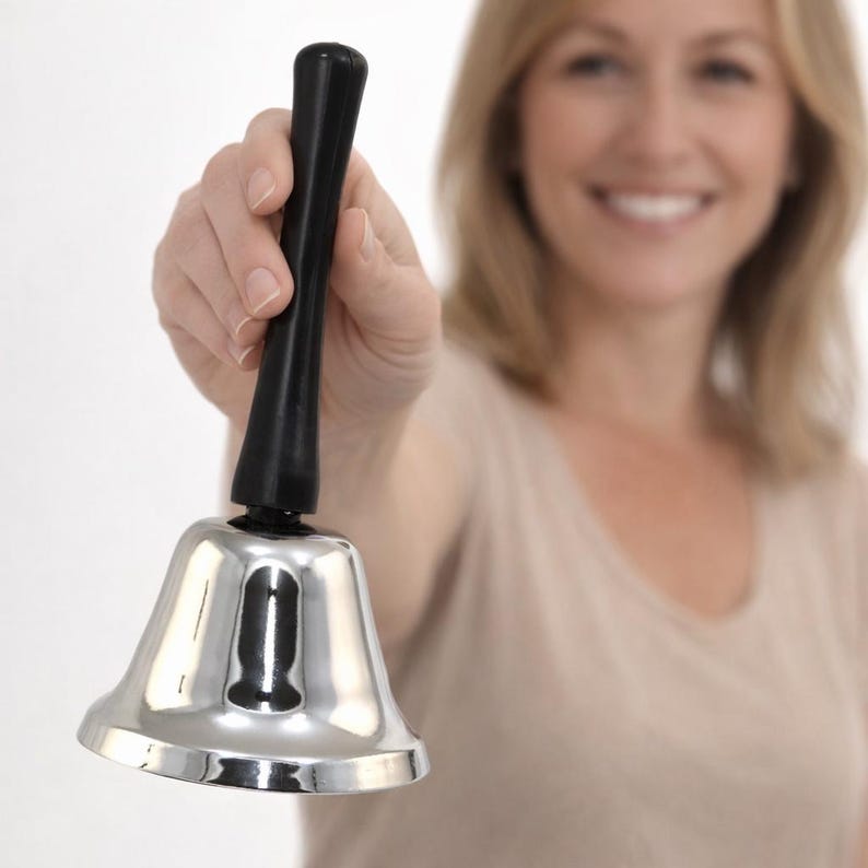 Silver Tone Metal Handheld School Bell Working Ringing Bell - Etsy
