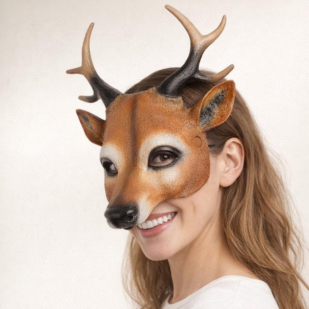 Realistic Printed Adult Deer Animal Foam Mask Costume Accessory - Etsy