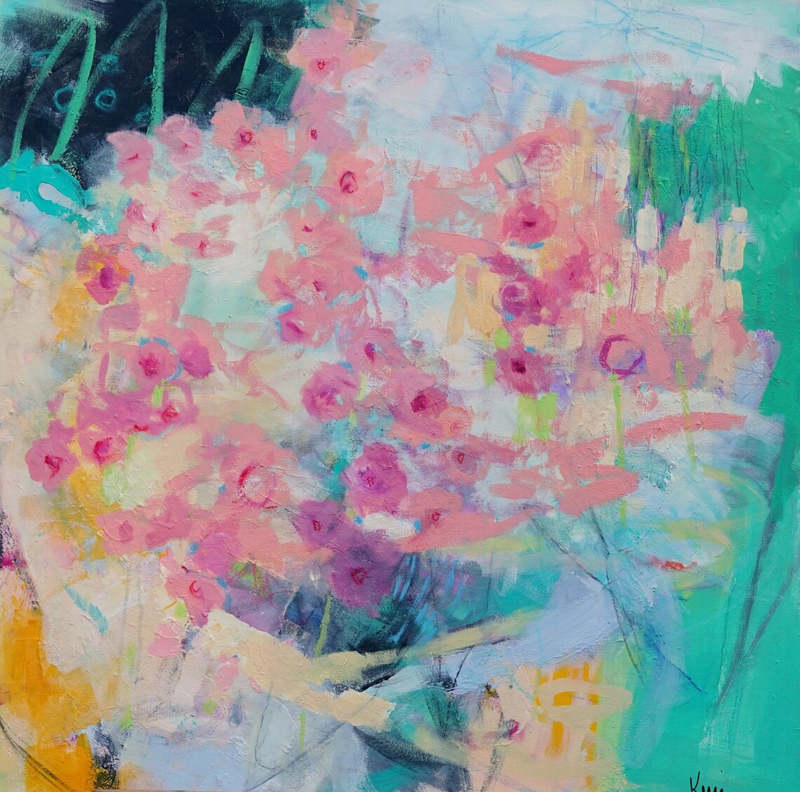 Large Abstract Floral Painting on Canvas Intuitive Loose Etsy