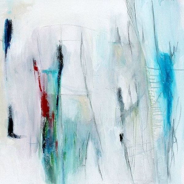 Expressionist Abstract Painting Acrylic Contemporary "Snowy Voices"
