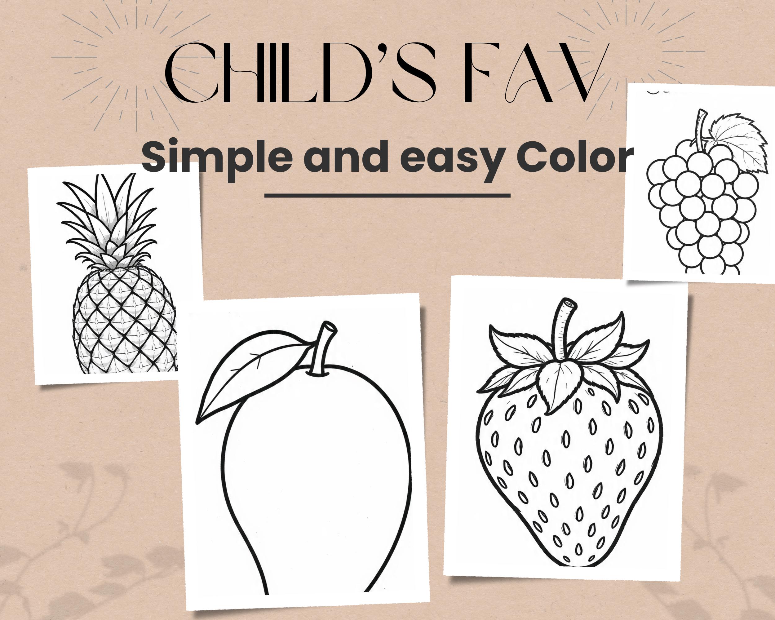 Fruits Coloring Book Pages Pack – Printable PDF With Fruit Names for ...