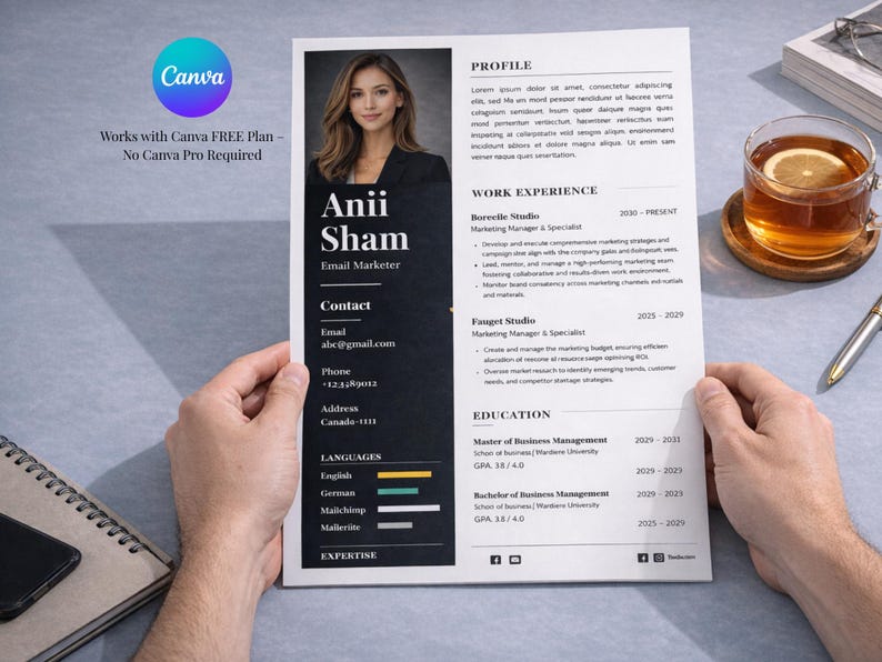 ATS Friendly Resume Template | Modern Canva CV | Professional Editable ...