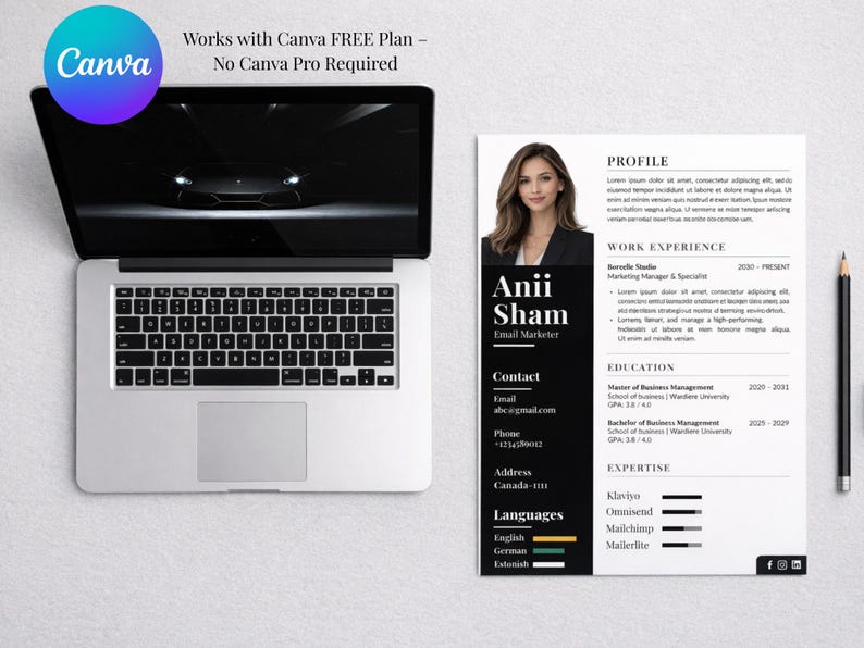 ATS Friendly Resume Template | Modern Canva CV | Professional Editable ...