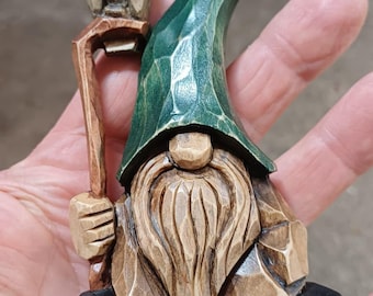 Gnome Wood carving  magnet, Elf,  Forest spirit, Figurine