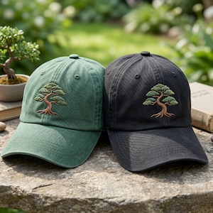Gorro bordado con árbol bonsái, gorra de béisbol con motivos de fauna japonesa