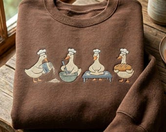 Embroidered Goose Baking Sweatshirt, Funny Sourdough Bread Lover Gift