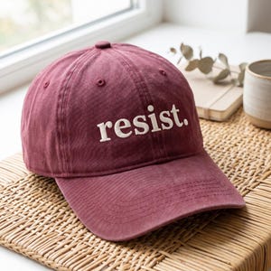 Embroidered Resist Washed Cap, Political Protest Hat