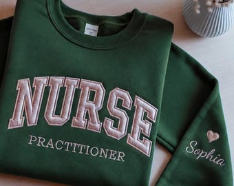 Sudadera bordada para enfermera practicante, camiseta con estetoscopio y corazón para enfermera practicante, regalo para estudiantes de la Semana de la Enfermería FNP