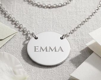 Personalized Engraved Circle Necklace | Minimalist Stainless Steel Pendant