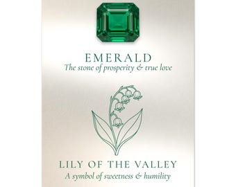 May Birth Flower Lily of the Valley Art | Emerald Birthstone Print - Personalized May Birthday Gift - Minimalist Flower Wall Decor