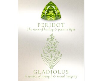 August Birth Flower Gladiolus Art Print | Peridot Birthstone Decor - Personalized August Birthday Gift - Vibrant Green Floral Art